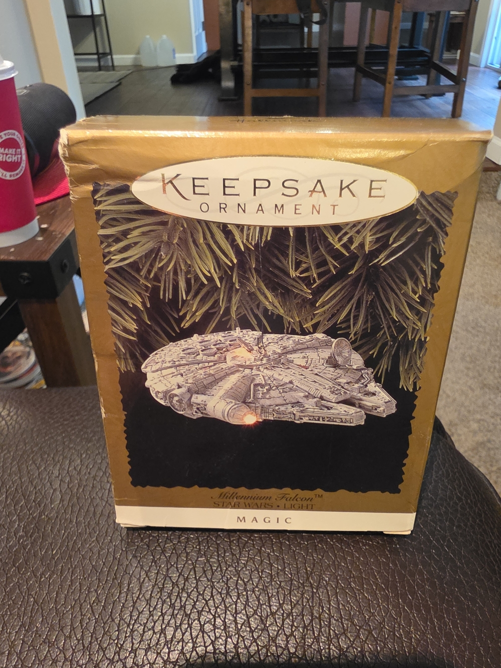 2 Hallmark Keepsake Ornament Millennium Falcon Gold Box with Gray Ship